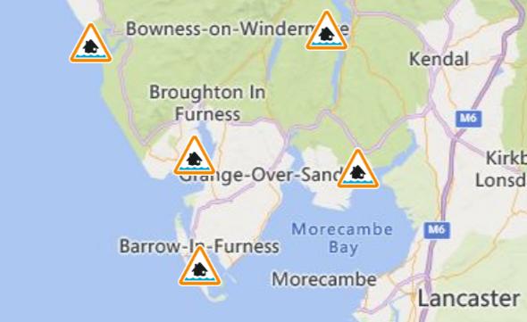 Five Flood Alerts Issued in South Cumbria