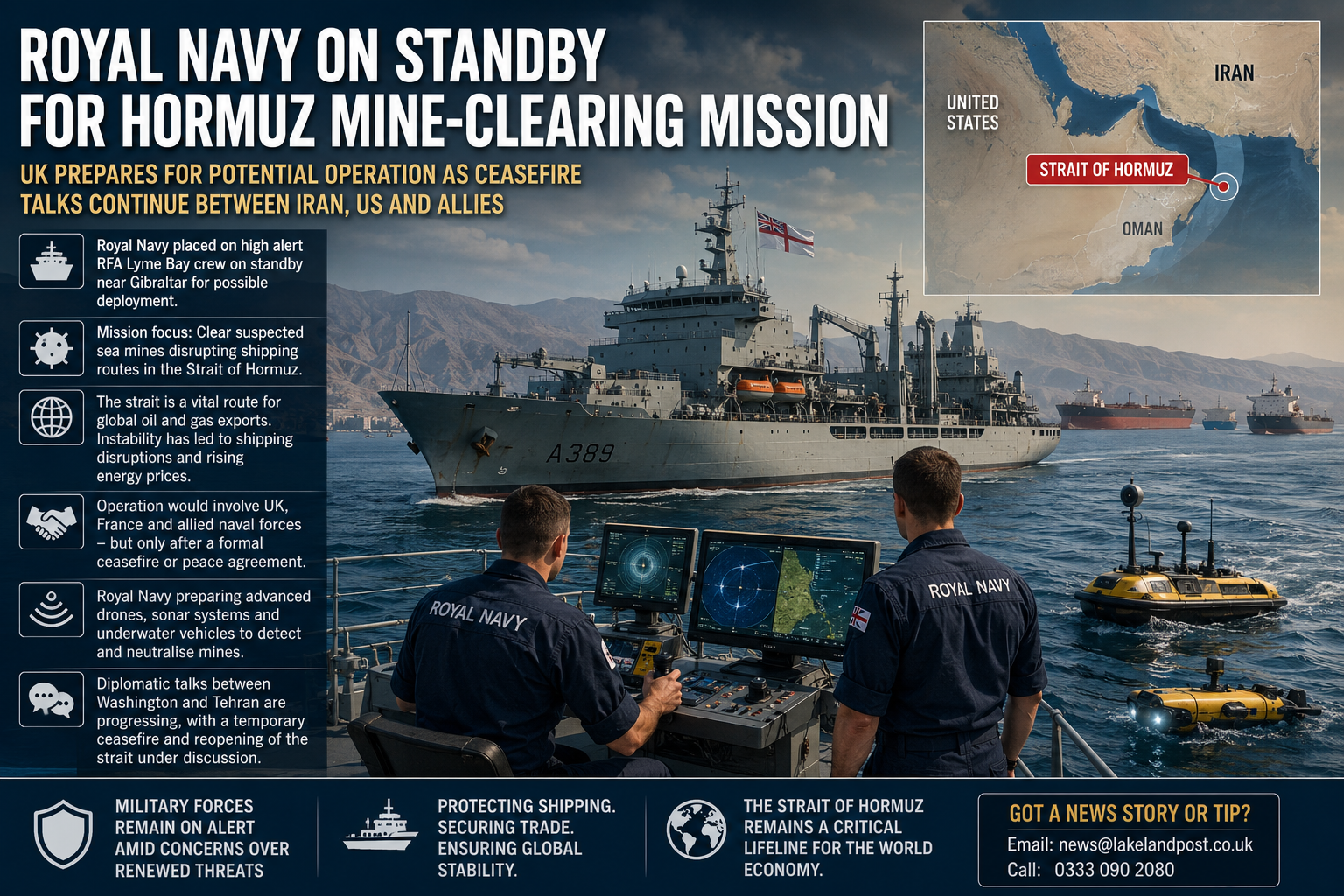 British Navy on Standby to Clear Mines in Strait of Hormuz Amid Iran Tensions