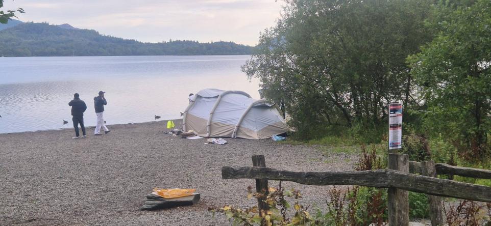 Fury As Illegal Campsite And Fire Discovered On Lake District Shore.