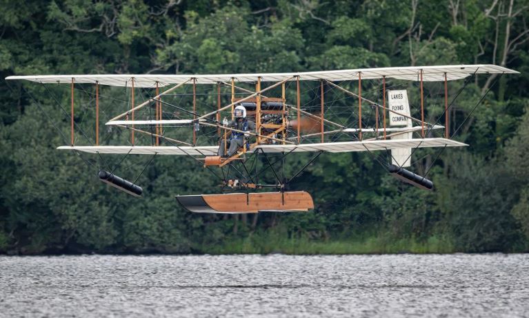 Historic Seaplane Replica Takes Flight Over Lake District Waters