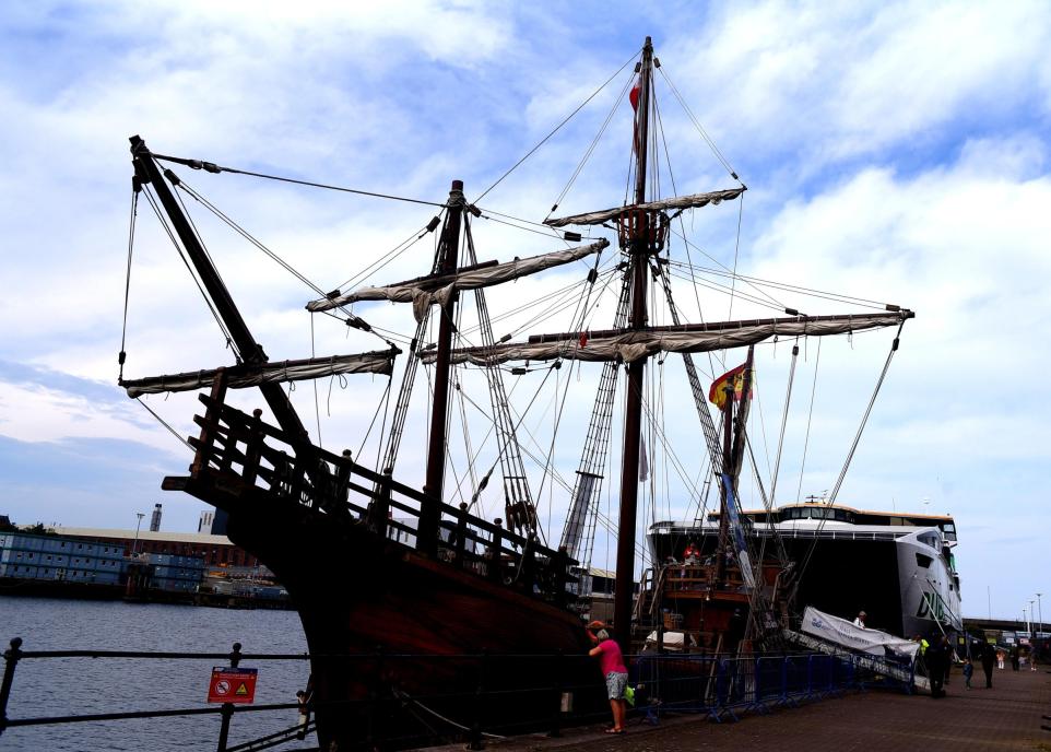 Historic Spanish Ship Docks In Barrow With Chance To Go On Board.