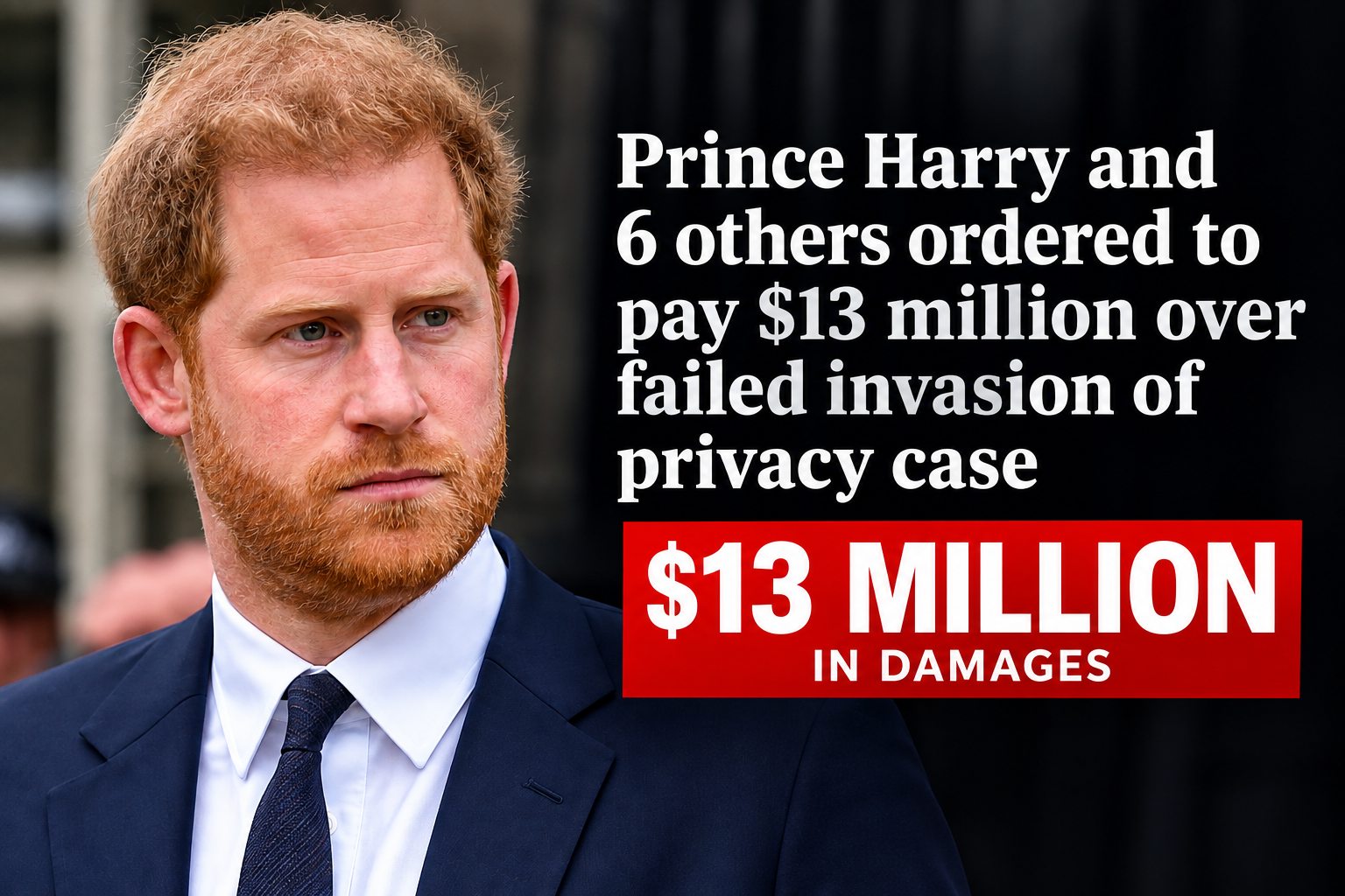 Prince Harry and Six Others Ordered to Pay £9.5m After Losing Privacy Case