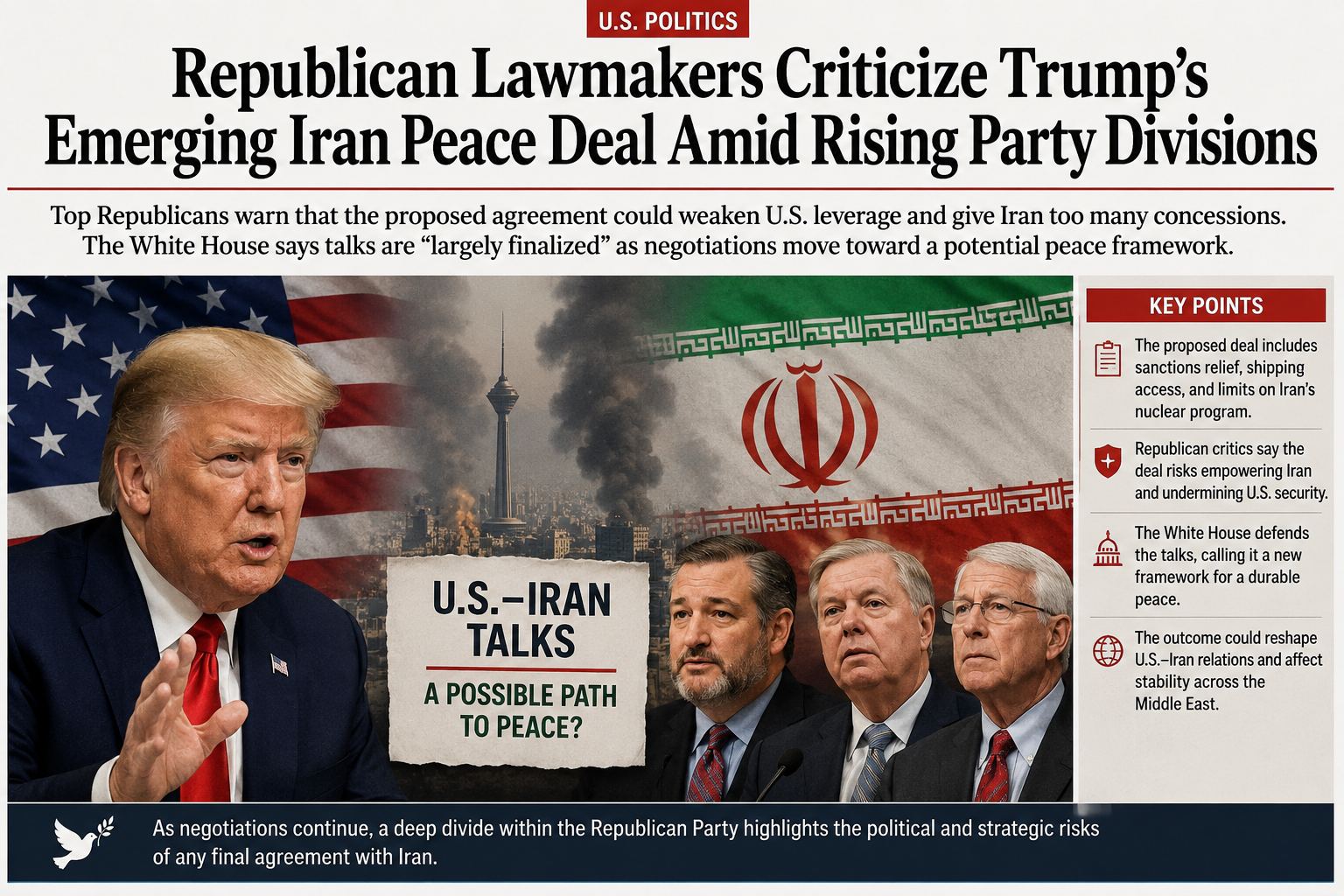 Republican Lawmakers Criticize Trump’s Emerging Iran Peace Deal Amid Rising Party Divisions