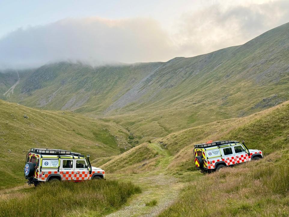 Rescue Team Assists Injured Walker At Popular Lake District Beauty Spot.