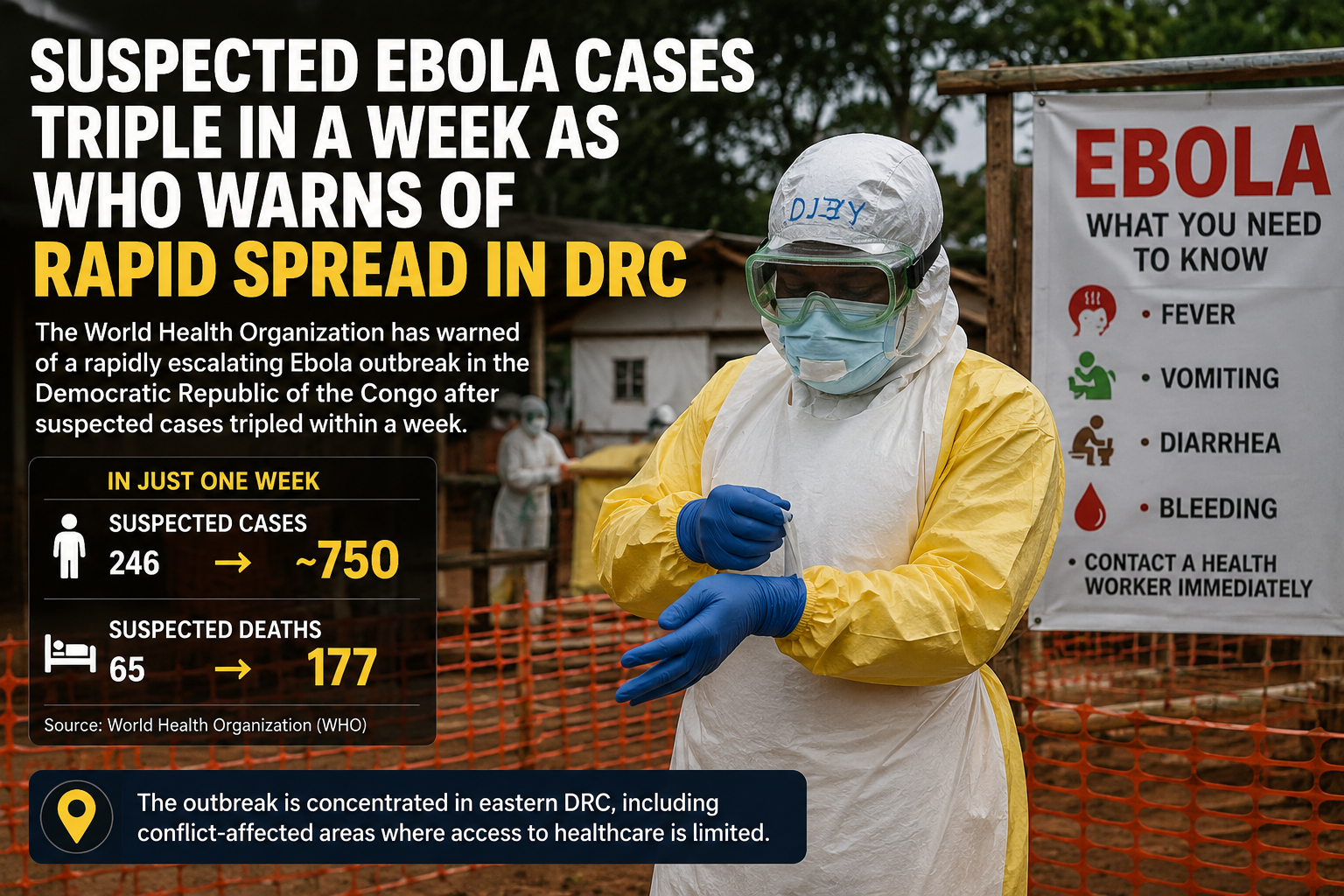 Suspected Ebola Cases Triple in DRC as WHO Warns of Rapid Spread
