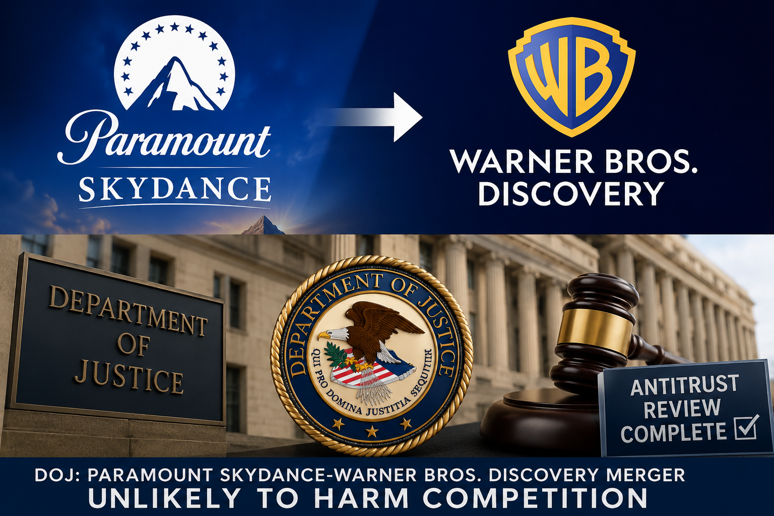 U.S. DOJ Clears Paramount Skydance’s Warner Bros. Discovery Takeover