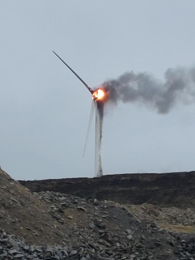 Wind Turbine Fire in South Cumbria Brings Fire Crews to the Scene